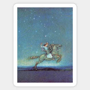 Riding in the Moonlight - John Bauer Sticker